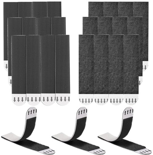 Rusoz 24 Stück Bilderhaken Selbstklebend Extra Stark, Poster Strips Bilderhaken Selbstklebend 20mm x 90mm klettband selbstklebend Schwarz Für Papier Kunststoff Glas Und Metall
