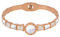 Elegant 18K Plated Rose Gold Bangle Bracelet with Pearl Finishes & Zircon Crystals - Fashion Jewellery for Women Perfect Ladies Valentine Gift