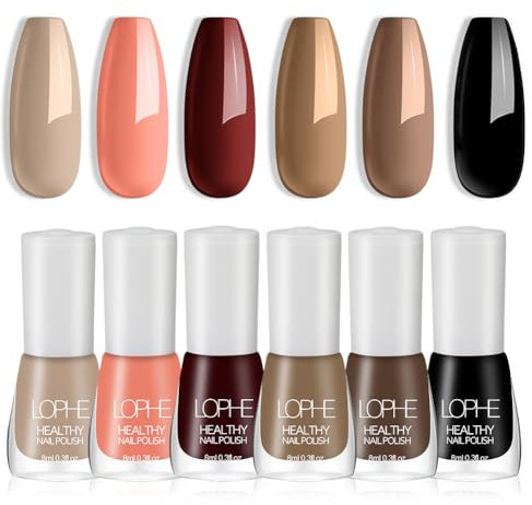 LOPHE Nagellack Set, 6PCS Schnell trocknend und langlebig Nagellack Set, 8 ml ungiftiger, entfernbarer Nagellack, Geeignet für Nail-Art-Design, DIY-Nägel zu Hause(B)