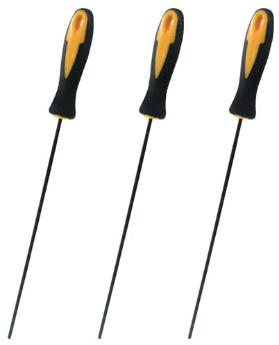 Cjueiom 3Pcs Chainsaw File, 3.2mm (1/8 Inch) Round Sharpening File with Plastic Handle, Chainsaw Sharpener File for Sharpening Chain Saw