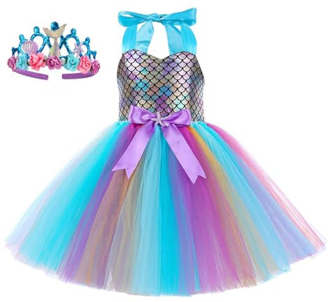 Generisch 152 Niños Niñas sin Mangas Tirantes Vestido Baile Fiesta Princesa Vestidos Ropa Diadema Conjunto Peleles Niñas, Color lila claro., 3-4 años