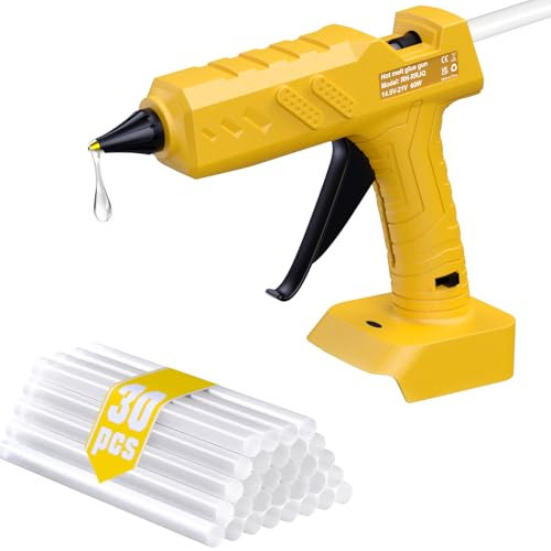Cordless Hot Glue Gun Compatible with Dewalt 18V Battery (No Battery) Quick Heating Glue Gun with 30PCS Glue Sticks for Sealing Repairs Arts Crafts DIY