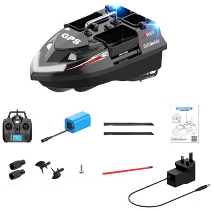 Torquino Advanced GPS RC Bait Boat, V802PRO High-Efficiency RC Fishing Boat with 4 Compartments, 3KG Large Capacity, Led Light, One-key Return, Gift for Fishing Lovers