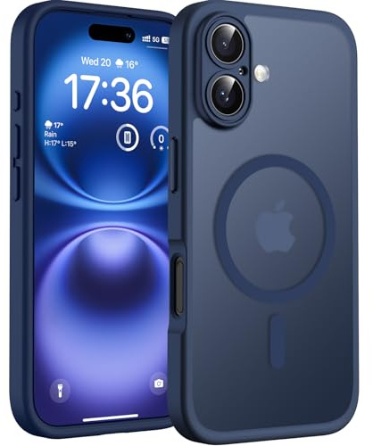 TOCOL for iPhone 16 Plus Case, Compatible with MagSafe, Dark Blue | Full Camera Protection, Built-in Magnets, 15FT Military-Grade Shockproof Thin Slim Translucent Matte Phone Cover