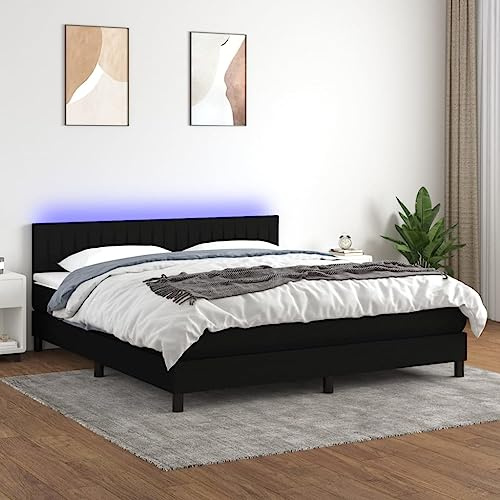 Iiaky Boxspringbett 180x200 mit Matratze Boxspringbett 180x200 mit led Bett 180x200 mit matratze und lattenrost Polsterbett 180x200 Doppelbett Schlafzimmer-Schwarz-180 x 200 cm Typ 6
