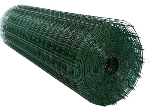 UGLYAF 40 x 100' Whole roll 6cm hole Courtyard wall PVC coated green welded galvanized wire mesh fence panel screen garden outdoor(1M H 3.0mm Green)