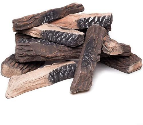 HomeVortex 5 troncos artificiales resistentes al calor decorativos de imitación de leña de madera para chimeneas de bioetanol o gas, troncos de fuego de porcelana de fibra realista