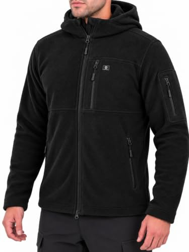 Iron Mountain Sweat à Capuche Homme Zippé Fleece Technique – Hoodie Thermique Coupe-Vent avec Poches Multiples, Sweatshirt Workwear Extérieur Hiver