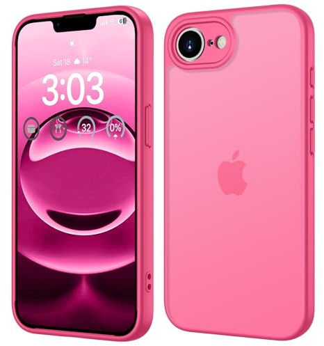 ORDA für iPhone 16e für iPhone 17e Hülle, Vollständiger Kameraschutz Stoßfest Kratzfest Transluzente Rückseite Schutzhülle, Anti-Fingerabdruck Matt Handyhülle für iPhone 17e/16e (Leuchtend Rosa)