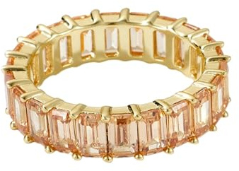 Epinki Echtschmuck Gelbgold 375 Verlobungsring, Klassiker Pärchen Ringe mit Morganite Champagner Rechteckschliff, Ring 9K Gold, Gr.57 (18.1)