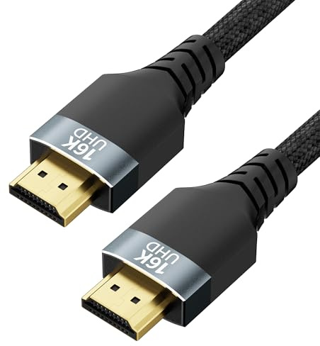 Cable HDMI 2.2 Corto 60 cm,Ultra Alta Velocidad HDMI Cable Soporte 16K@60Hz/8K@240Hz/4K@480Hz,HDCP 2.2&2.3,DTS:X,Dinámico HDR,eARC,HDMI 2.1 Compatible con PS5/Xbox/Roku TV/HDTV/Monitor/Blu-ray Player.
