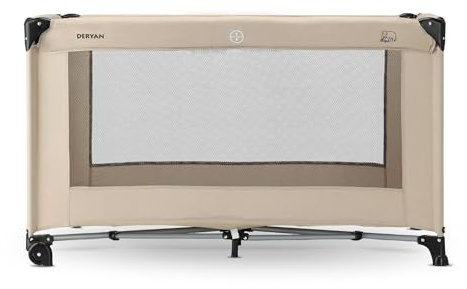 Deryan Baby & Kinder Reisebett mit Matratze - ab Geburt bis 5 Jahre, Pop Up Kleinkindbett Babyzelt in 2 Sekunden aufgestellt, inkl. Moskitonetz & Reisetasche, 120x60x78 cm (Nougat)