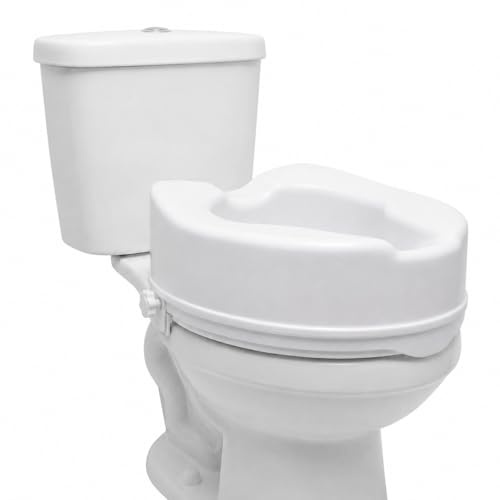 Eazy 6 Inch Raised Toilet Seat Without Lid, Secure Locking Toilet Seat Riser for Elderly, Disabled Adults, Toilet Aid for Hip, Knee or Pregnancy Recovery