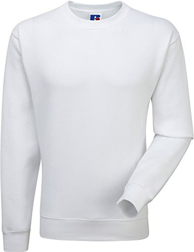 Russel Europe Herren Authentic Set-In Sweatshirt Rundhals Pullover, Größe:L, Farbe:White