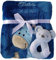 Wuff-Dogsworld Babydecke mit Namen Bestickt Zugabe Babyspielzeug Greifling Baby Taufe (blau Giraffe)