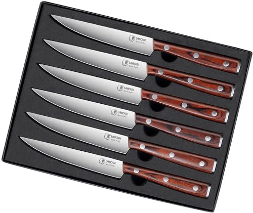 Couteaux à steak manche bois Fin Straight Edge Set of 6