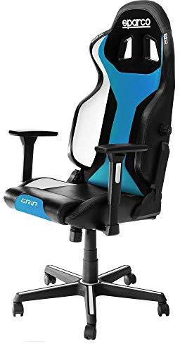 Sparco Grip 2019 Gaming-Stuhl/Bürostuhl, Kunstleder, Schwarz/Hellblau Sky