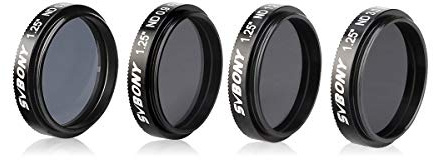 SVBONY SV139 Telescope Filter Moon Filter Kit 1.25 inch ND4 ND8 ND16 ND1000 for Telescope Eyepiece Reduces Moon Glare and Enhances Lunar Crater Details