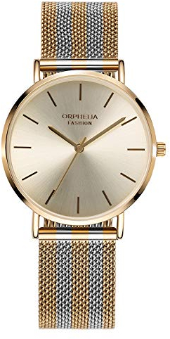 Orphelia Fashion Damen Analog Quartz Uhr Milano mit Mesh Edelstahl Armband Gold/Silber