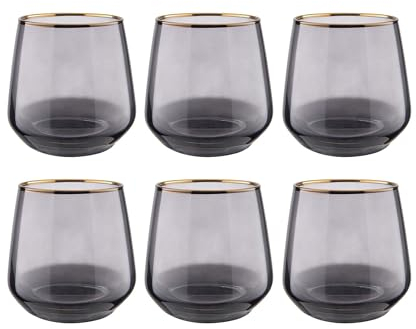 BUTLERS 6er Set Trinkgläser mit Goldrand 345ml elegante Vintage Gläser - TOUCH OF GOLD - Wassergläser Set, Cocktailgläser Set | Trinkgeschirr für Wasser, Tee, Saft, Limonade, Eiskaffee, Whiskey