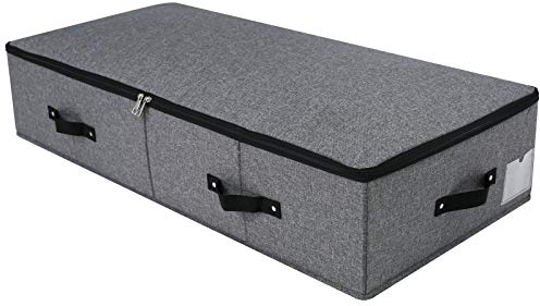 Faltbare Aufbewahrungsbox unter dem Bett, mit 6 Griffen, mit Reißverschluss, Decken, Kleidung, Bettdecken, Aufbewahrungskorb für Schlafzimmer und Schrank, 89 x 41,9 x 17,8 cm, Schwarz / Grau