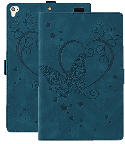 Rosbtib Funda para iPad 9,7 Pulgadas 2018 2017,iPad 9,7 Pulgadas Funda,iPad Air/Air 2 Funda, Carcasa Suave PU Cuero Billetera Smart Case Book Cover Protectora Carcasa con Stand, Azul