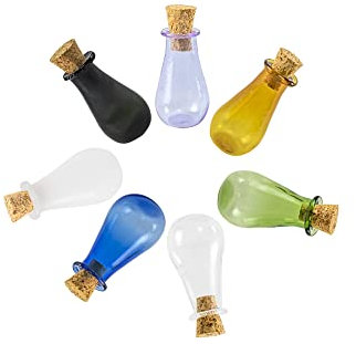Mini bottiglie di colore di vetro, vaso di goccia d'acqua-piccoli vasi fiale-mini bottiglie carine con miscela di sughero 7 colori (HP-01)
