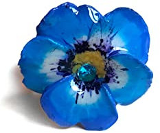 Polymer Ton blau Stiefmütterchen Blume Ring, handgefertigt, originelles Geschenk, Geburtstagsgeschenk