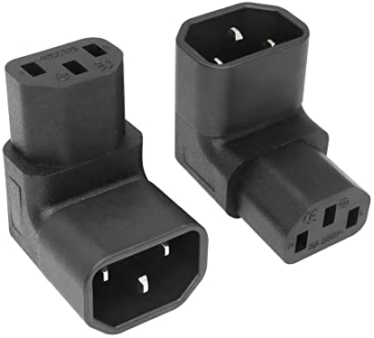 YACSEJAO C14 to C13 Power Adapter IEC 320 Male C14 to 90 Degree Down Right Angled IEC Female C13 Power Extension Adapter, 2PCS