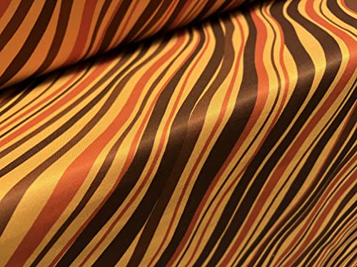 Scuba Neopren-Stil, Stretch-Spandex-Jersey-Stoff, Meterware, Wellenmuster, Bernstein, Orange und Braun