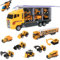 Teamsterz Baustellen Autotransporter Spielzug Set | LKW Spielzeug & Baustellenfahrzeuge Kinder | Sandspielzeug Junge & Mädchen | Spielzeugauto-Launcher | Lagerung & Rampe | Auto Spielzeug 3 Jahre
