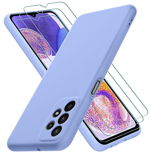 Coque pour Samsung Galaxy A23 5G / A23 4G, avec 3 Verre trempé Protection écran, Couche Intérieure Douce, Mince Souple Silicone Étui Protection Antichoc Bumper Housse TPU Téléphone Case Cover, Violet