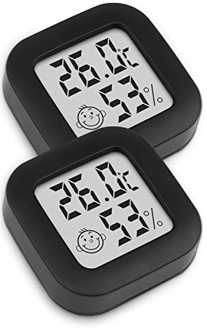 2 pezzi - Mini Igrometro Termometro Digitale, Termometro Ambiente con Livello di Comfort, Monitor di Temperatura e umidità, Termometro da Interno per Serra, Stanza, Casa