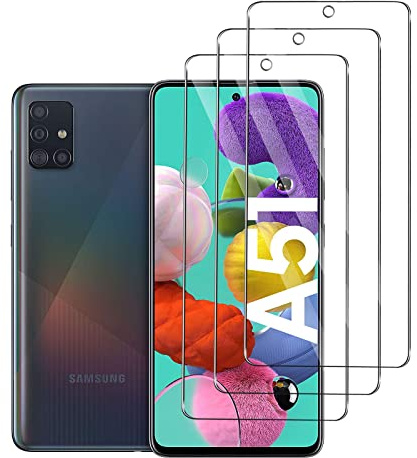 QJOY Verre Trempé Samsung Galaxy A51, [Lot de 3] [Couverture Complète] Film Protection Ecran Vitre HD, [sans Bulles, Anti Rayures] Dureté 9H pour Samsung Galaxy A51