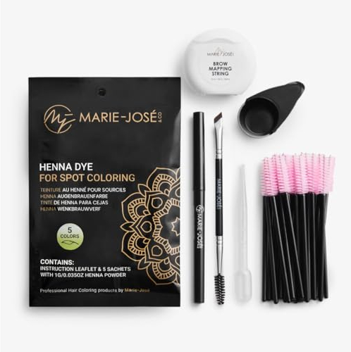 Marie-José All-in-One Henna Brows Kit für Profis. Ausreichend für 25 Behandlungen - Natürlich & vegan Augenbrauen färben!