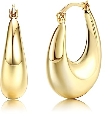 MILACOLATO Chunky Gold Creolen für Damen Hypoallergene Sterling Silber Post Ohrringe Leichte hohle Dangle Drop Ohrringe Halbe Reifen mit 14K Gold überzogene dicke Gold Statement Ohrringe