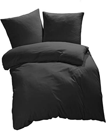 ETÉREA Microfaser Bettwäsche 155x220cm + 80x80cm - Ganzjahresbettwäsche Bettbezug Unifarben - Bettwäsche Set mit Kissen 155x220cm Bettbezug + 80x80cm Kissenbezug Microfaser Made in Green - Anthrazit