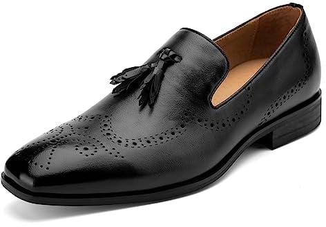 MEIJIANA Herrar Mockasiner Klassiska Herrar Kostymskor Eleganta Skor Läder Sommar Casual Skor, Svart-01, 42 EU (9 UK)