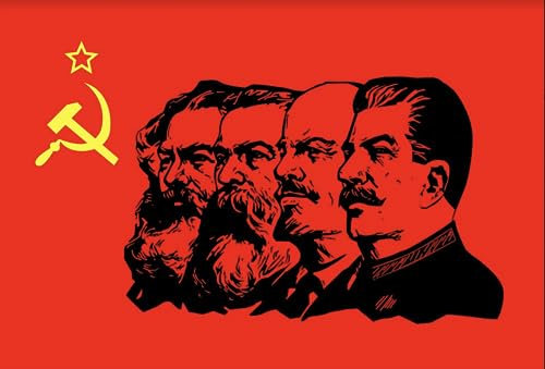 Bandiera sovietica comunista – 1,7 x 0,9 m – Lenin Marx Engels Stalin – 100% poliestere con occhielli – FlagSuperstore