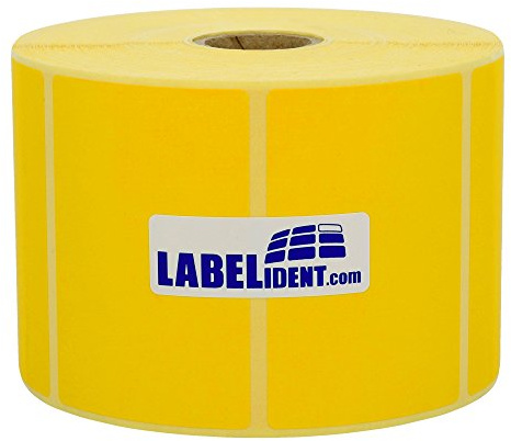 Labelident Thermoetiketten gelb 76 x 51 mm - 1.370 Thermodirekt Etiketten auf Rolle, stark selbstklebend, für Thermodrucker