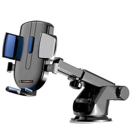 URBANWAZE Car Phone Holder for Cars Dashboard Windscreen Mount Cradle Ultra Stable with 360° Rotatable Mobile Holder for All Phones One Button Release For iphones Samsung Galaxy & All 4.0-8.0 Phones