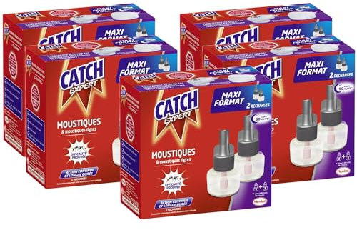 CATCH EXPERT Pack de 5 x 2 Recharges électriques 45 nuits