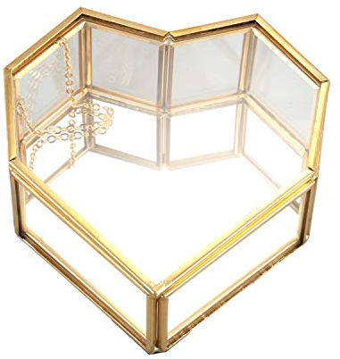 Eduuyvee Flip Liebes Geformt Geometrische Glas Schmuck Schatulle Glas Ring Box Exquisite Einzigartige Hochzeit Schmuck Schatulle Ring für Hochzeits Dekoration