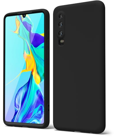 oakxco für Huawei P30 Hülle Silikon Case, Dünn Gummi Gel Original Farbig Schutz Handyhülle, Weich Slim Matt Leicht TPU Stoßfest Kameraschutz Schutzhülle Schale, Schwarz