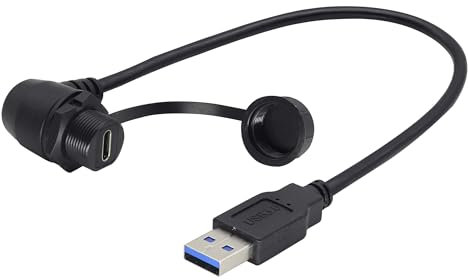 zdyCGTime USB 3.0 femelle mâle à type c 3.0 femelle tour à droite tableau de bord automobile intégré câble adapté pour l’automobile, camion, bateau et tableau de bord de moto (30cm)