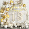 18th Birthday Decorations for Sand White Gold,18th Birthday Balloon Arch Garland Kit With Number 18 Foil Balloons for Girl Boy 18 Party Decoration