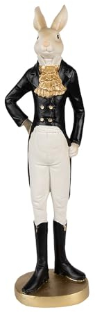 Clayre & Eef Figur Kaninchen 20 cm Beige Schwarz Polyresin Osterdekoration