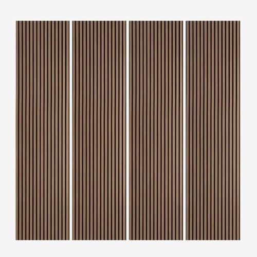 4 x panneau insonorisant décoratif mural 240x60cm en bois de noyer foncé Kover-NS