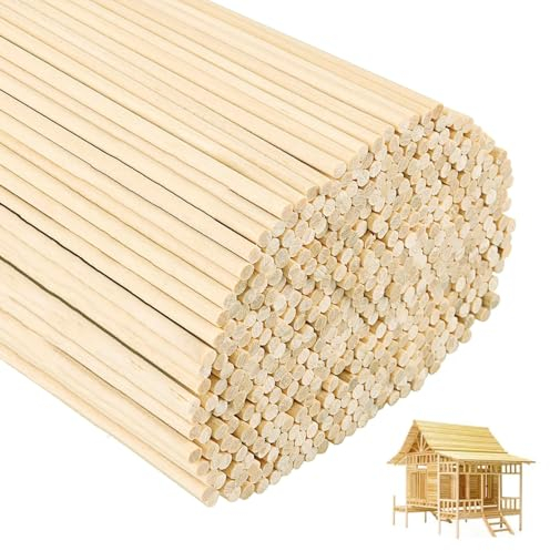 250 Stück Bambusstäbe Holzstäbe zum Basteln, Natürliche Rundholz Holzstäbchen, Dübelstangen für DIY Handwerk Modellprojekte die Gebäude Modell Wohnkultur, Laterne, Bastelartikel (30cm × 3mm)