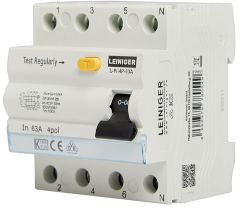 Leiniger/Leitungsschutzschalter mit 10 kA Kurzschlussfestigkeit, B/C, 2 A bis 63 A, VDE geprüft, passende FI-Schalter und Phasenschiene (FI/RCD 4P 40A)